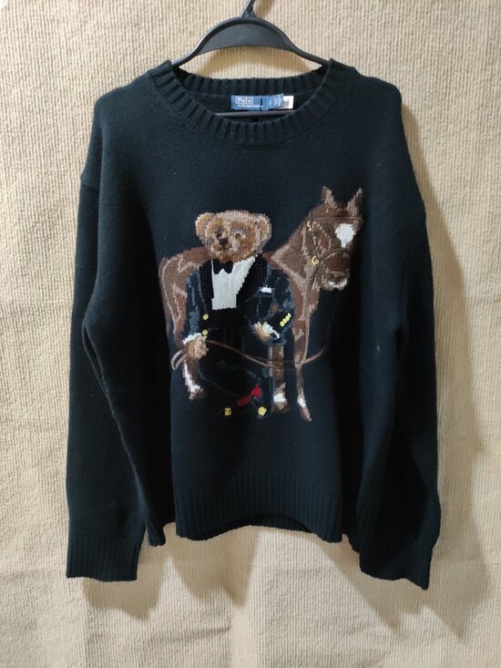 Polo Ralph Lauren Other - Polo Ralph Lauren Tuxedo Bear Horse Wool Crewneck Sweater